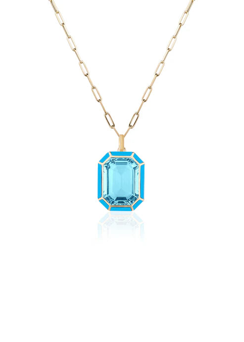 Emerald Cut Pendant with Inlay