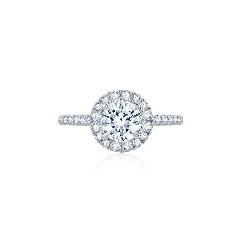 Round Halo Engagement Ring with Belted Gallery Detail