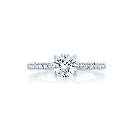 Scalloped Pave Diamond Engagement Ring with Quilted Interior