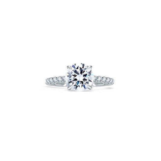 Quilted French Pave Round Diamond Center Engagement Ring