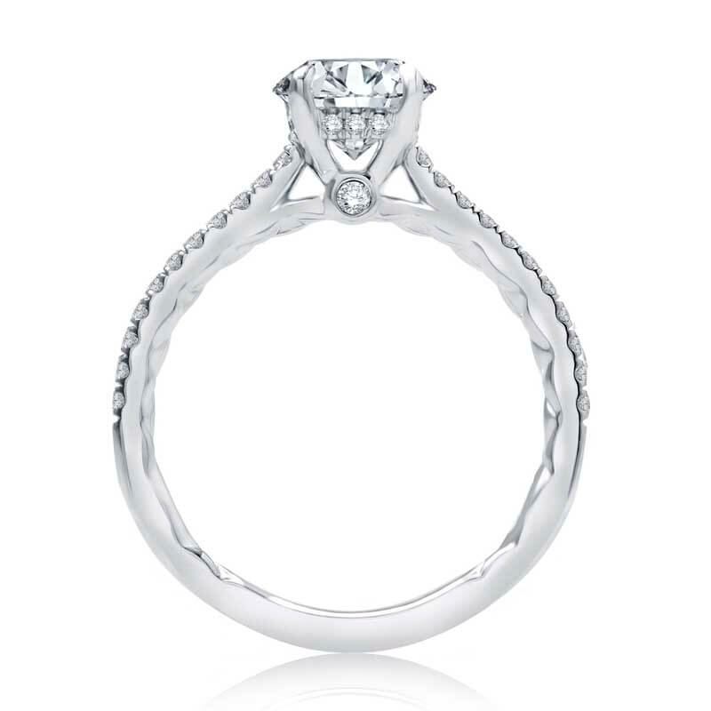 Four Prong Diamond Engagement Ring with Hidden Diamond Halo