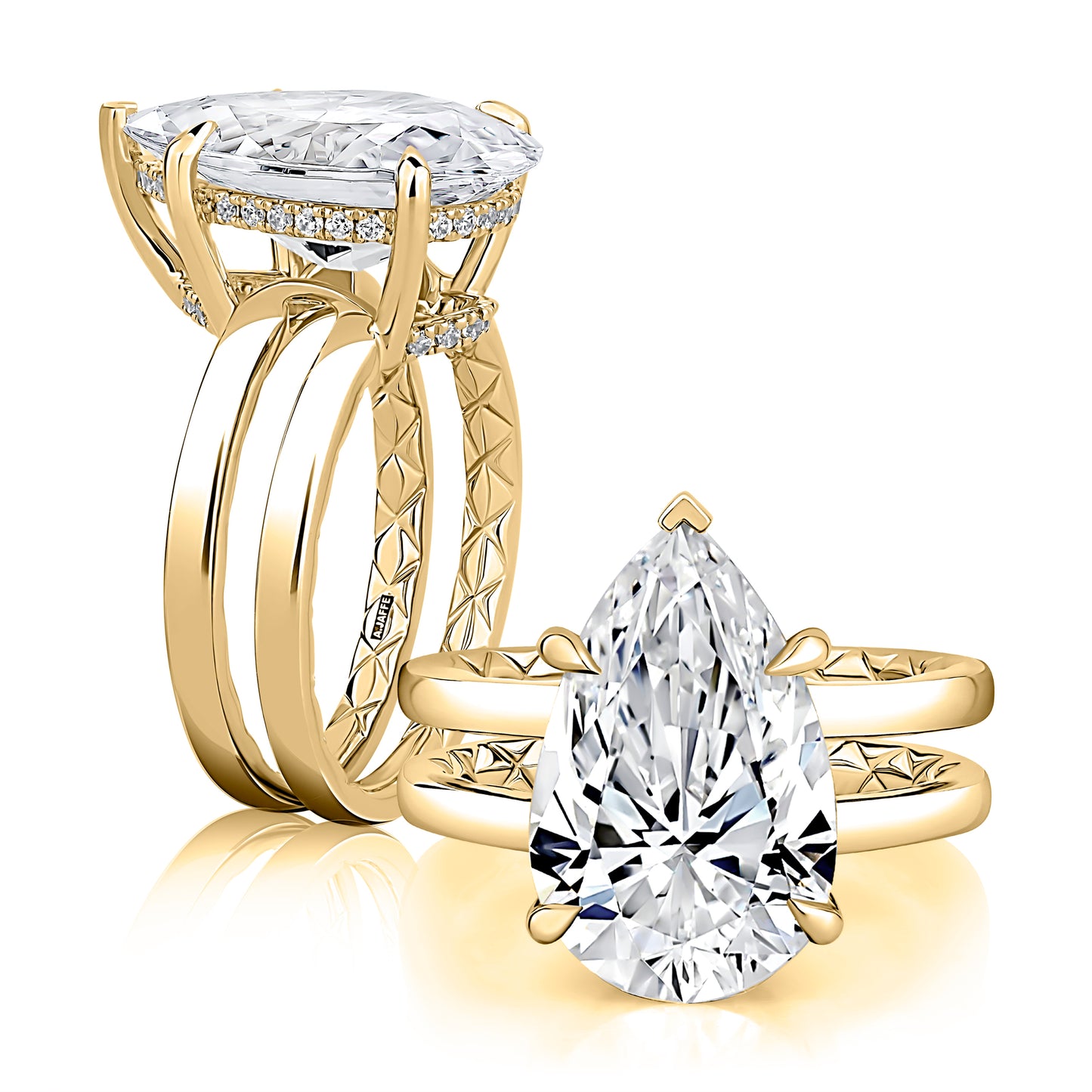 Double Band Pear Shaped Diamond Engagement Ring