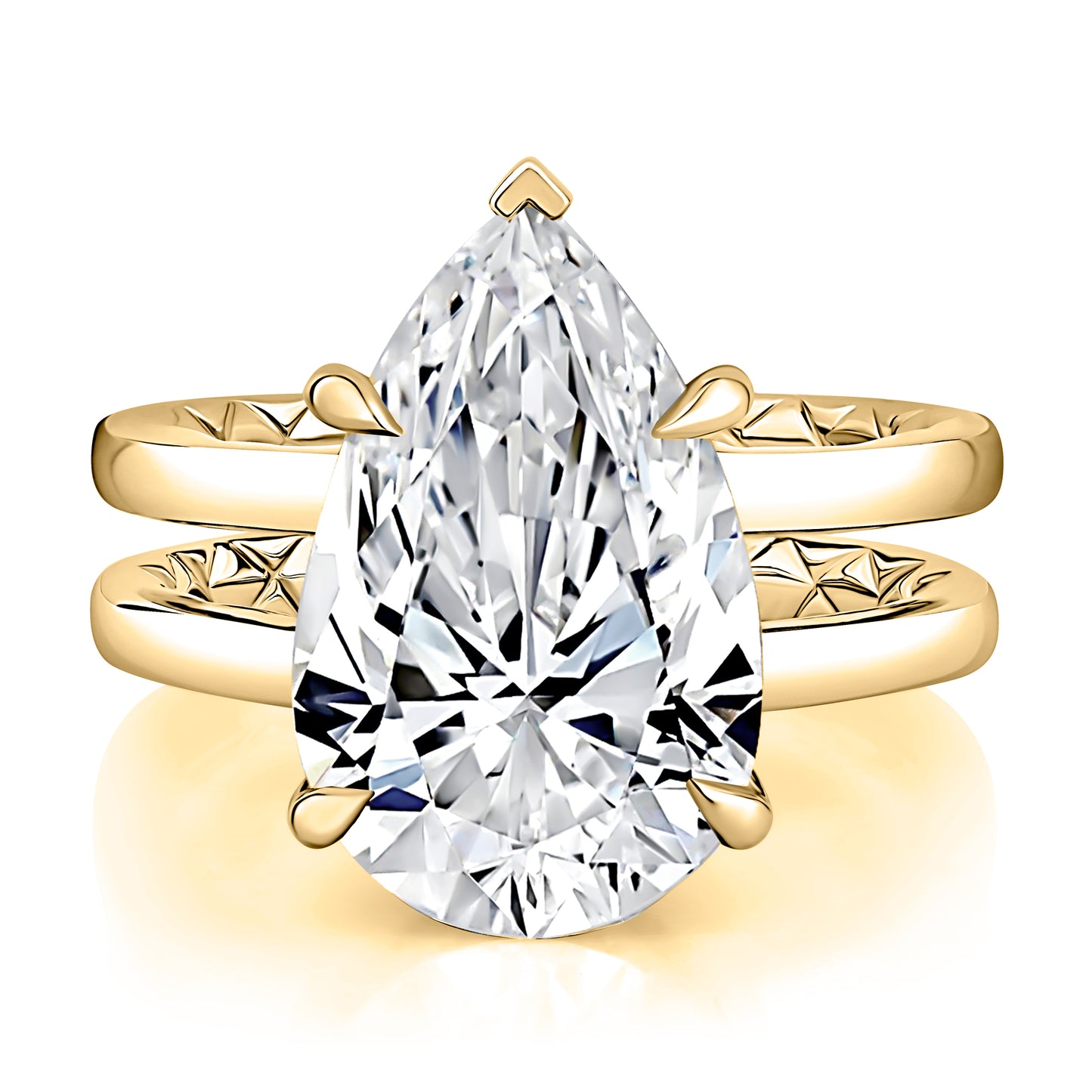 Double Band Pear Shaped Diamond Engagement Ring