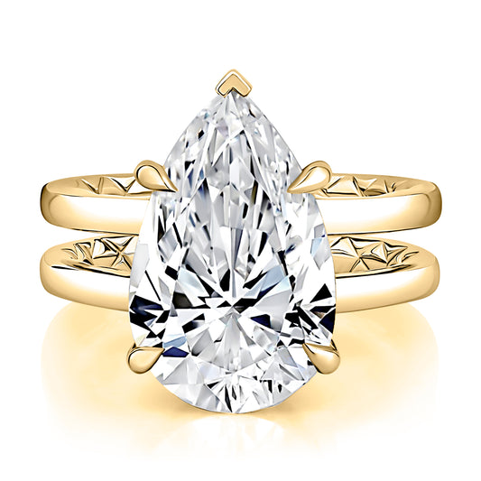 Double Band Pear Shaped Diamond Engagement Ring