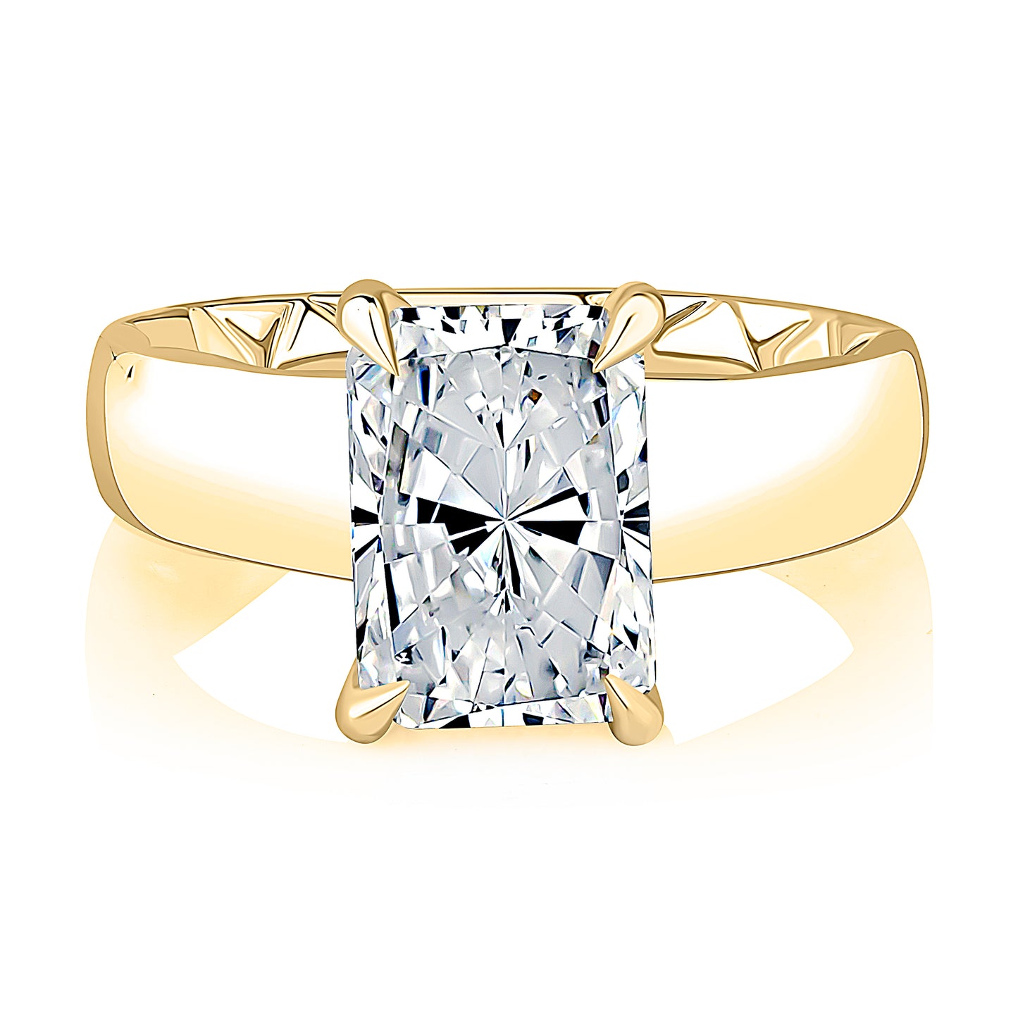 Radiant Diamond Engagement Ring with Hidden Halo
