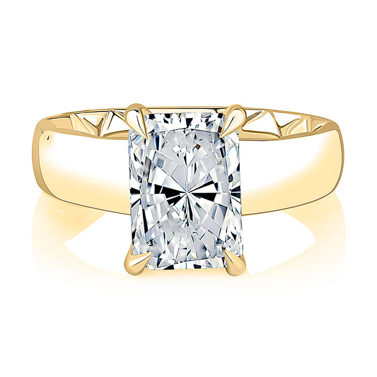 Radiant Diamond Engagement Ring with Hidden Halo