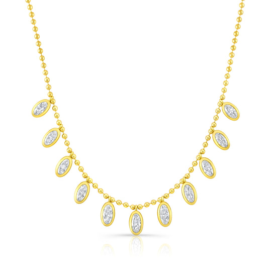 18k Yellow Gold Diamond Bezel Necklace