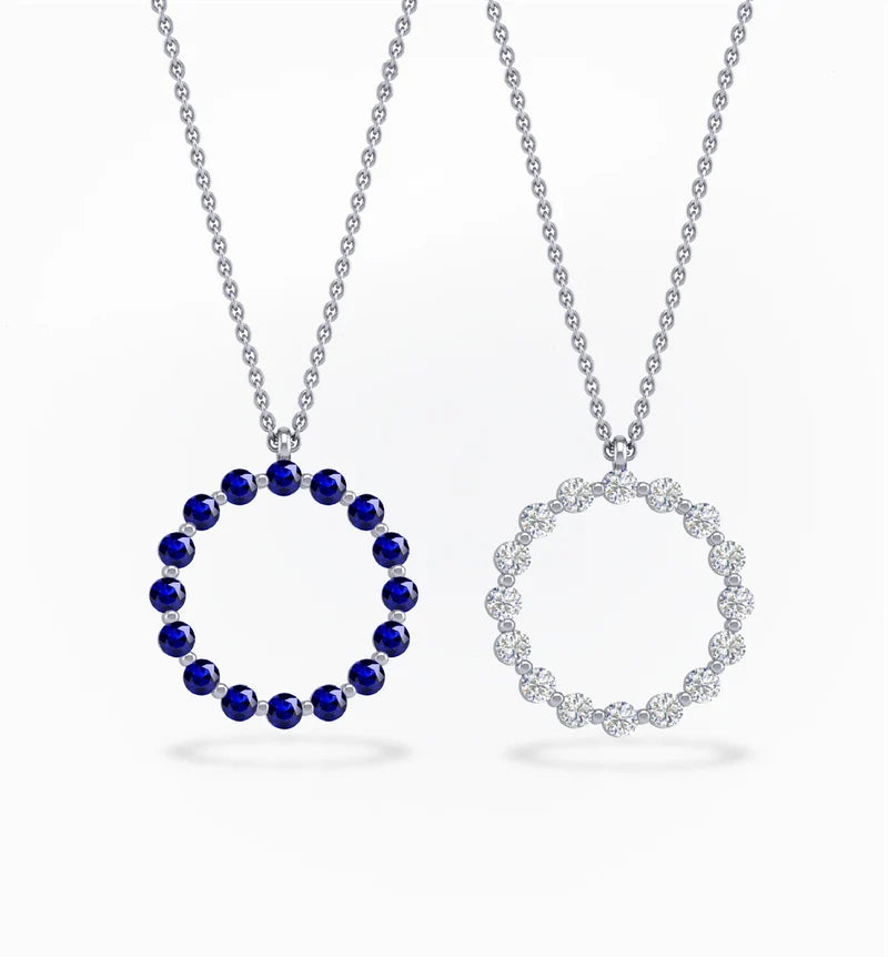 18k White Gold Diamond and Sapphire Necklace