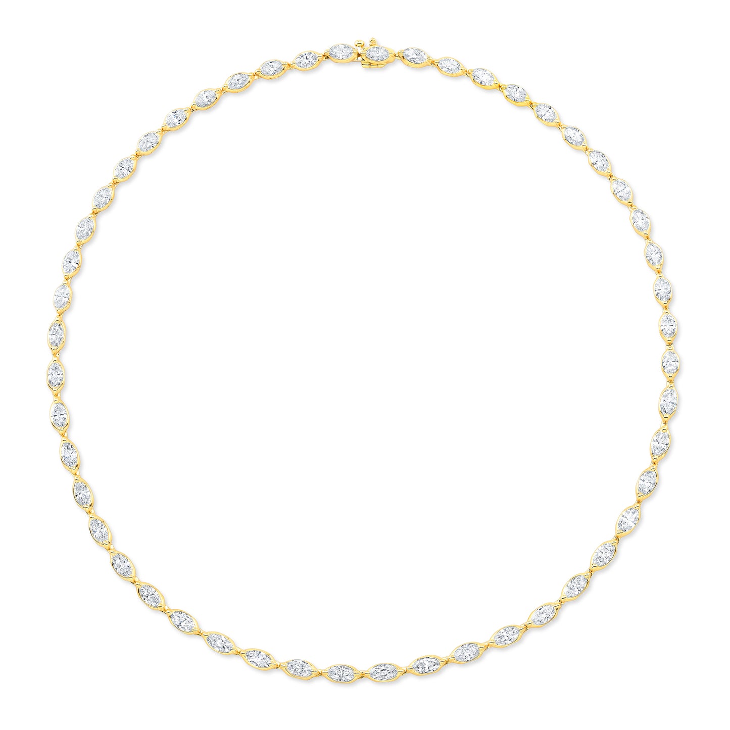 18k Yellow Gold Marquise Bezel Set Necklace