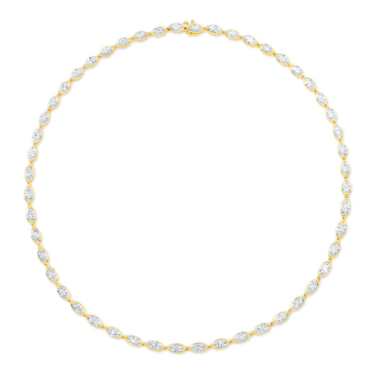 18k Yellow Gold Marquise Bezel Set Necklace