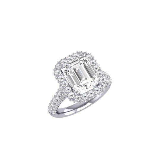 18kt White Gold Emerald Cut Engagement Ring