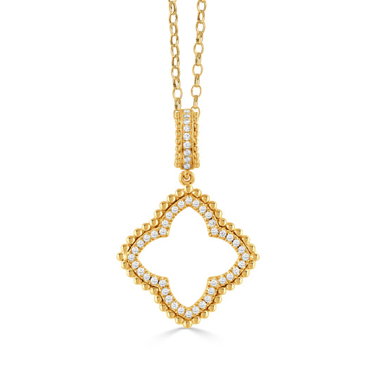 18k Yellow Gold Cut Out Clover Necklace