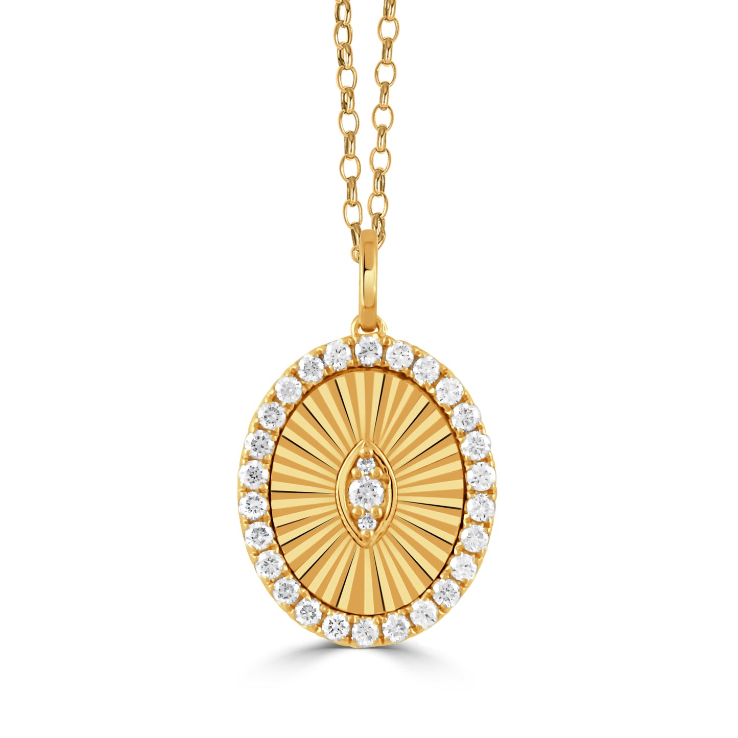18k Yellow Gold Oval Fluted Necklace