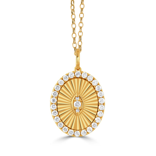 18k Yellow Gold Oval Fluted Necklace