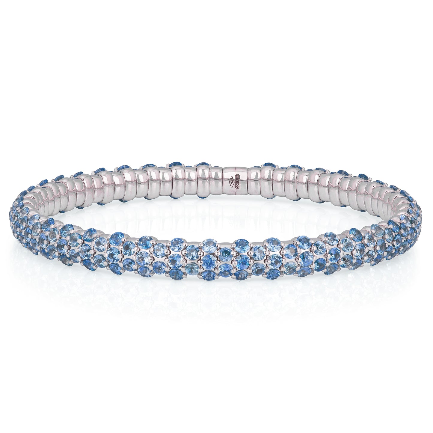 18k White Gold Baby Blue Sapphire Stretch Bracelet