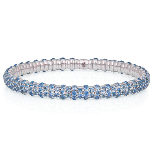 18k White Gold Baby Blue Sapphire Stretch Bracelet