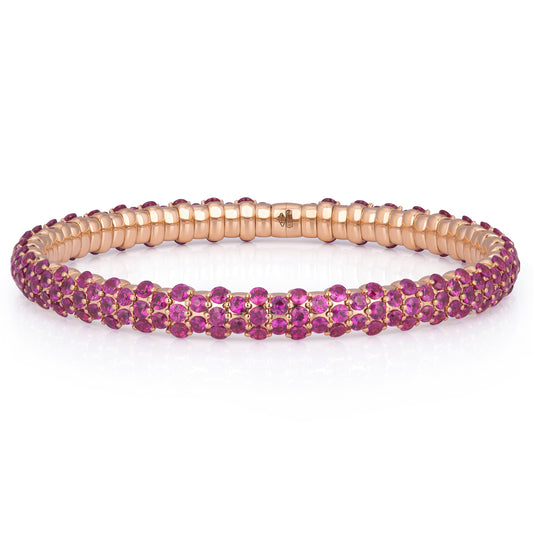18k Rose Gold Pink Sapphire Stretch Bracelet