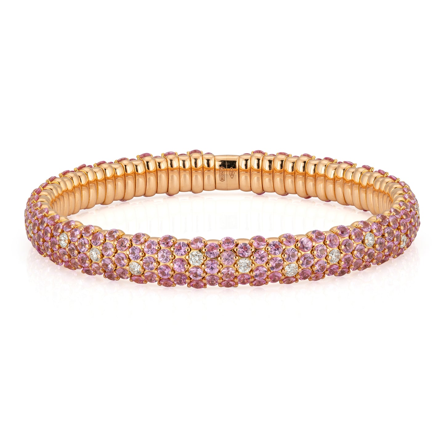 18k Rose Gold Diamond and Pink Sapphire Stretch Bracelet