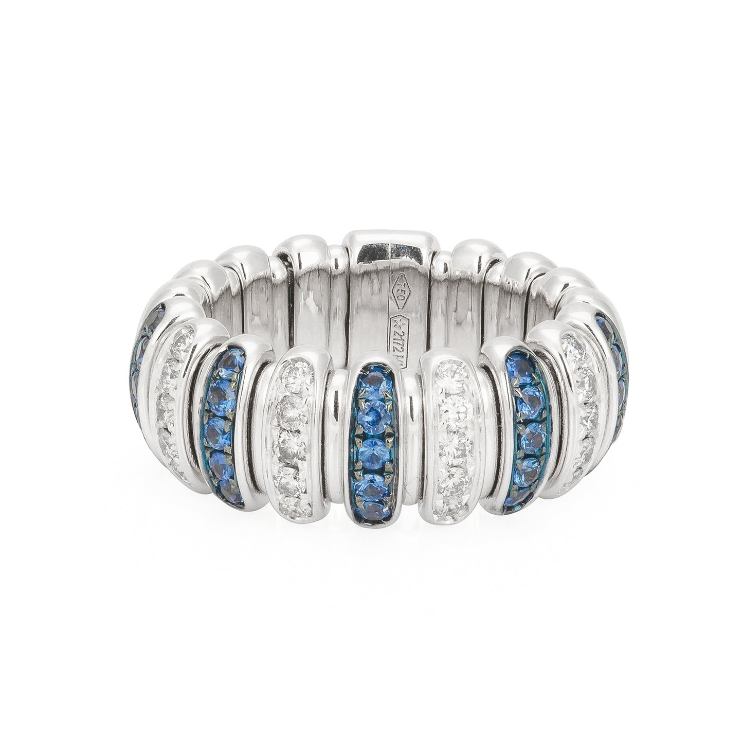18k White Gold Diamond and Sapphire Stretch Ring