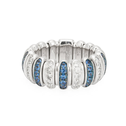 18k White Gold Diamond and Sapphire Stretch Ring