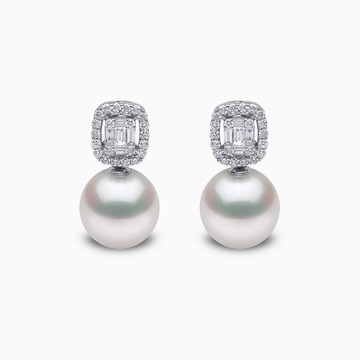 Starlight 18k White Gold South Sea Pearl and Diamond Earrings