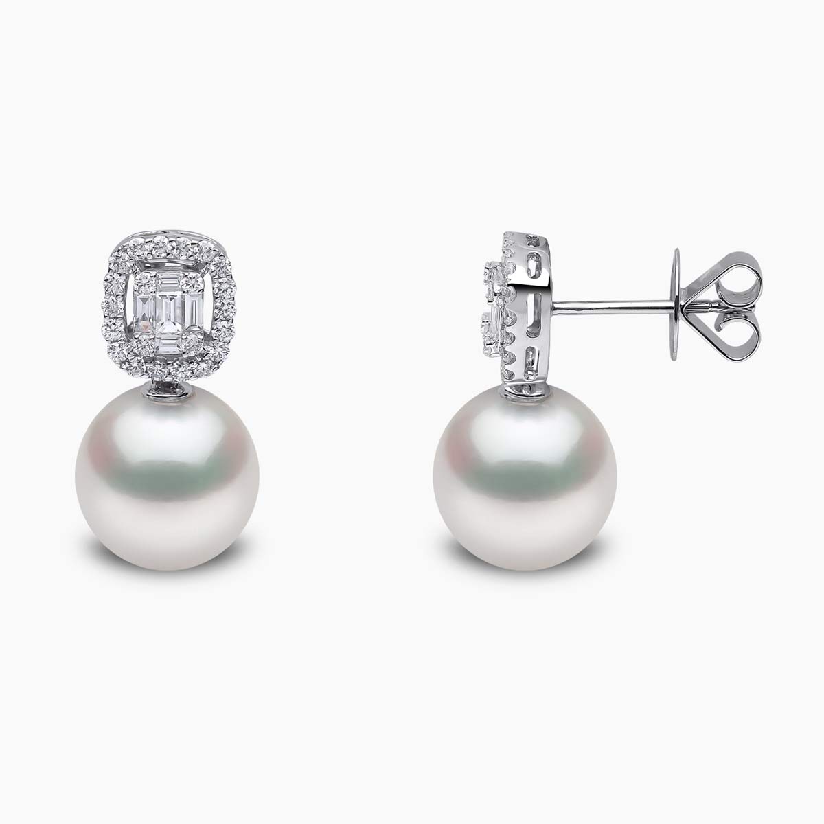 Starlight 18k White Gold South Sea Pearl and Diamond Earrings