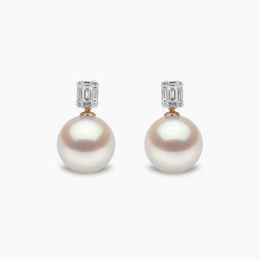 Starlight 18k Yellow Gold South Sea Pearl and Diamond Earrings