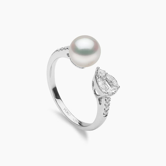 18k White Gold Starlight Akoya Pearl and Diamond Ring