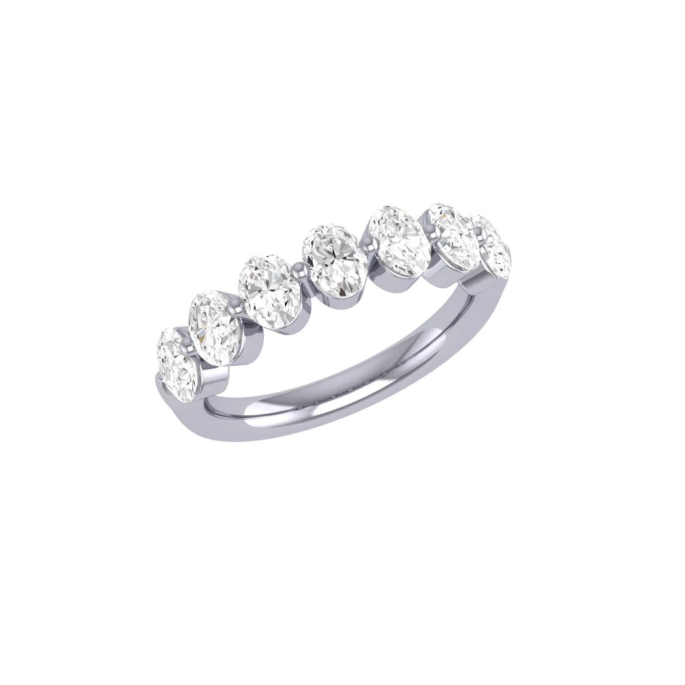 18k White Gold Oval Diamond Wedding Band