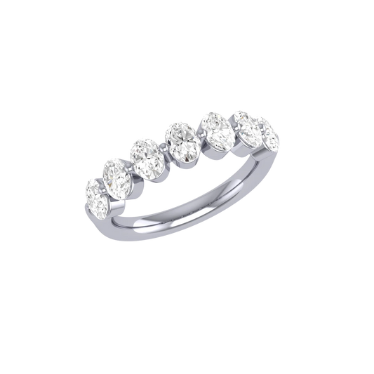 18k White Gold Oval Diamond Wedding Band