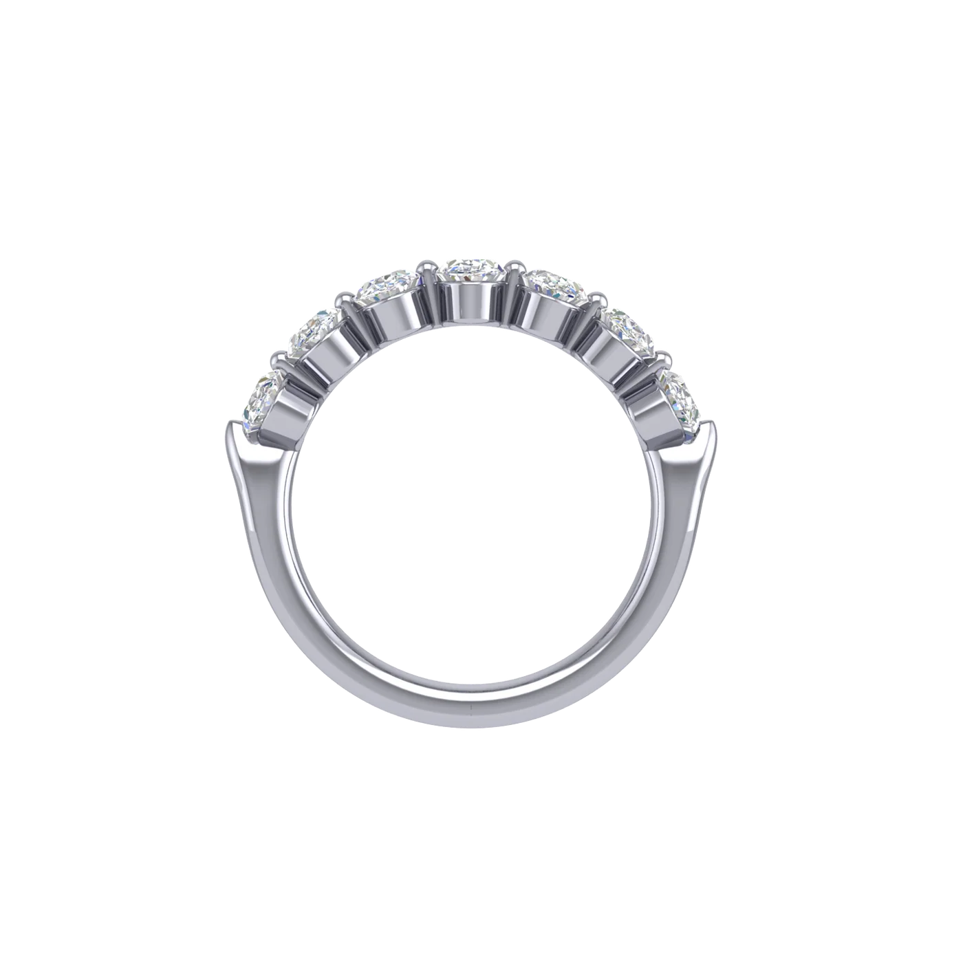 18k White Gold Oval Diamond Wedding Band