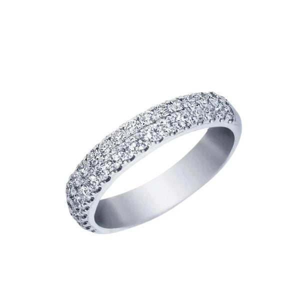 18kt White Gold Two Row Wedding Band