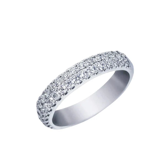 18kt White Gold Two Row Wedding Band