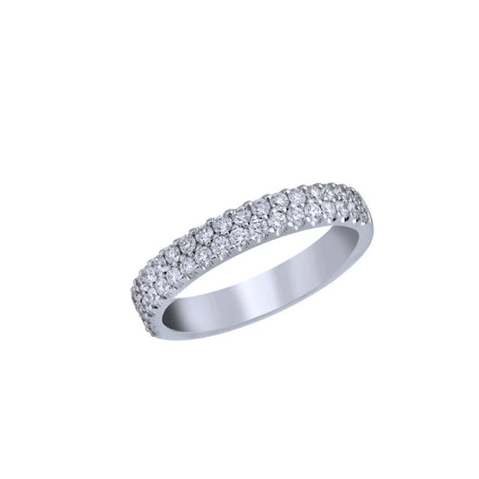 18kt White Gold Two Row Wedding Band