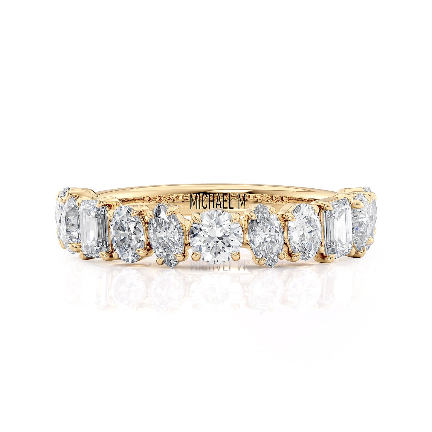 18k Yellow Gold Multi Shaped Wedding Band