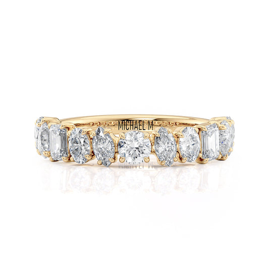 18k Yellow Gold Multi Shaped Wedding Band