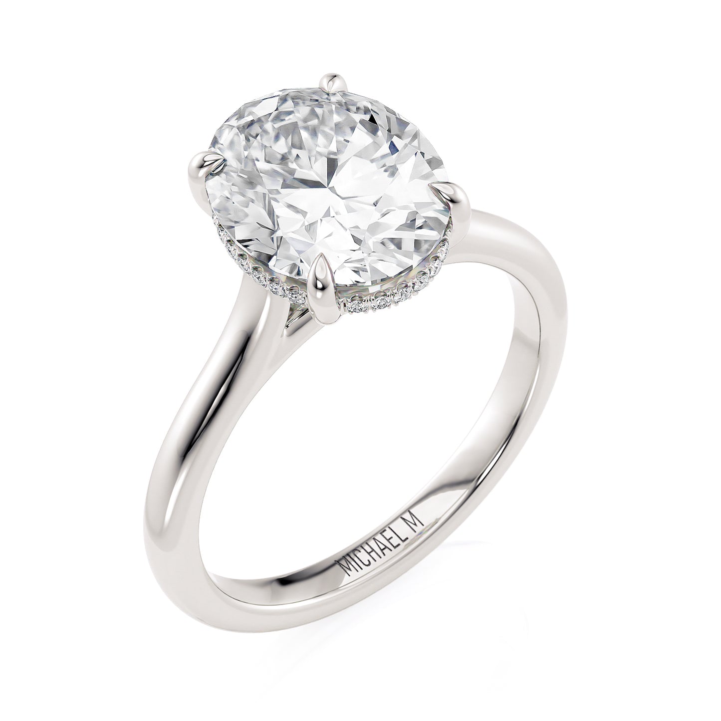 18k White Gold Cathedral Engagement Ring