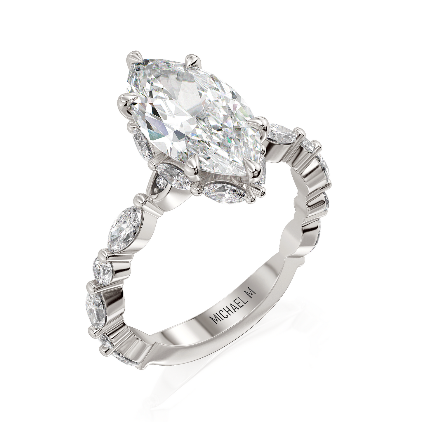 18k White Gold Engagement Ring with Halo