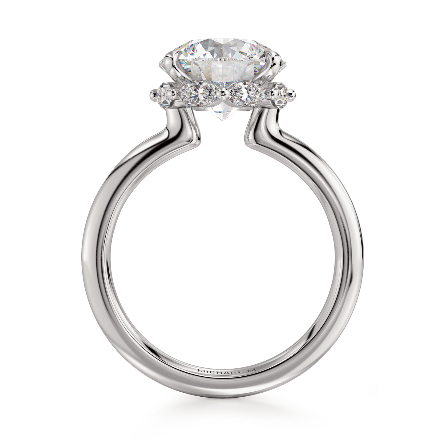 18k White Gold Engagement Ring with Hidden Halo