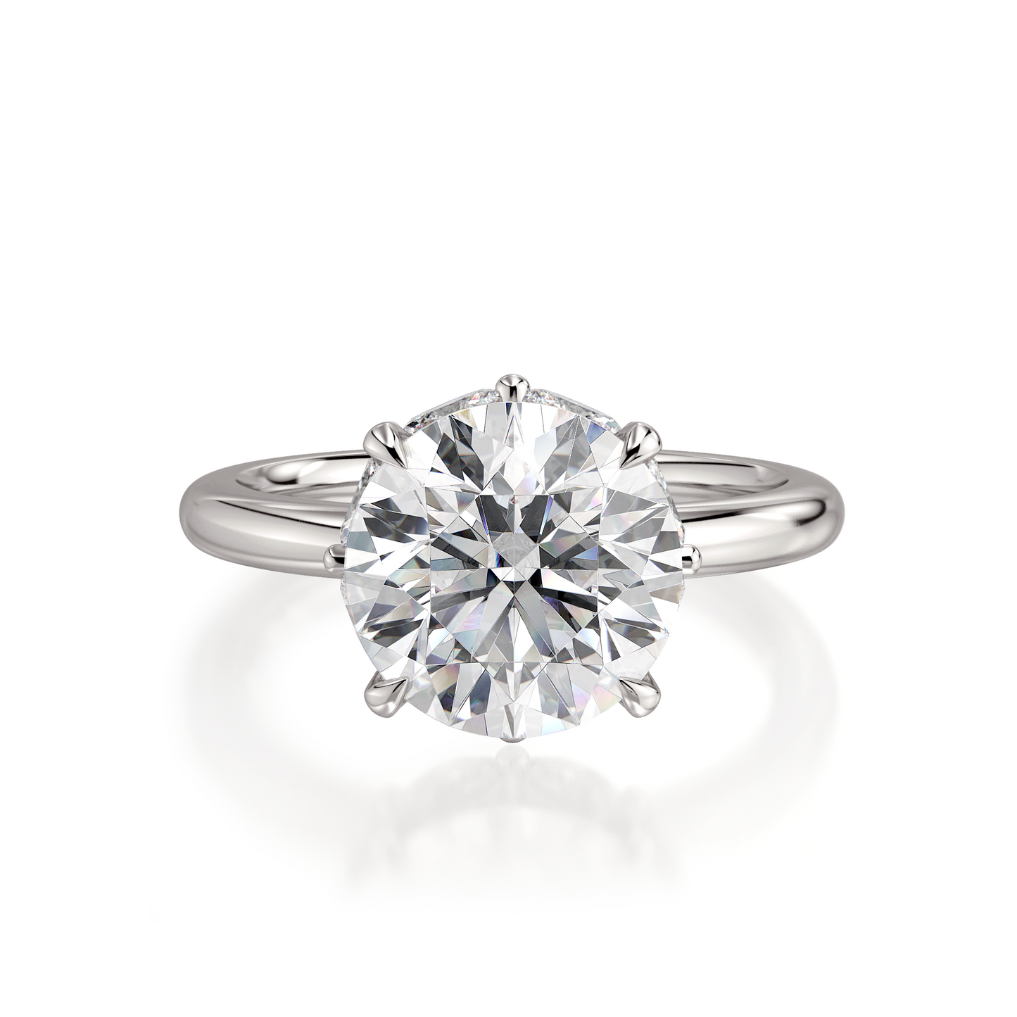 18k White Gold Engagement Ring with Hidden Halo