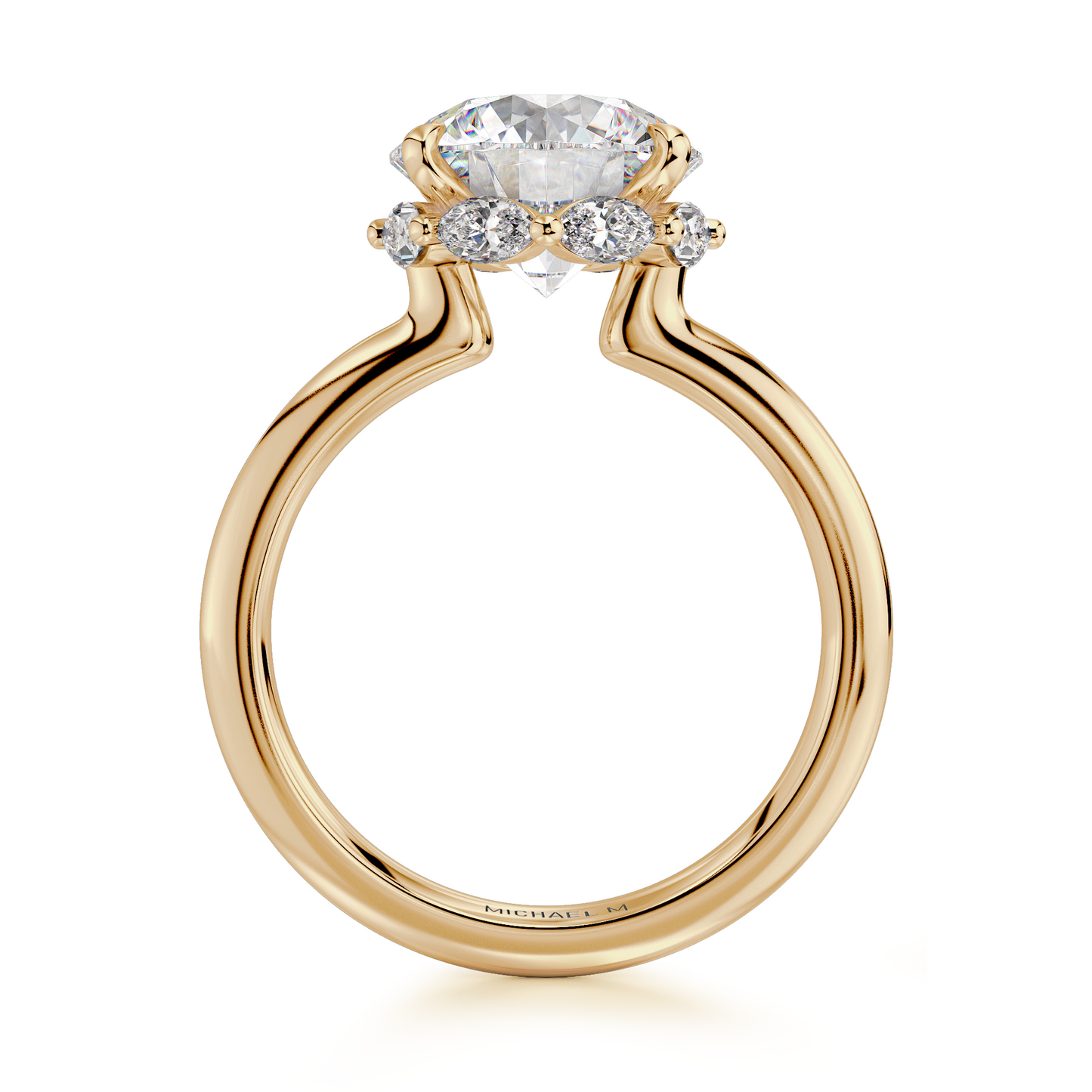 18k Yellow Gold Engagement Ring with Hidden Halo