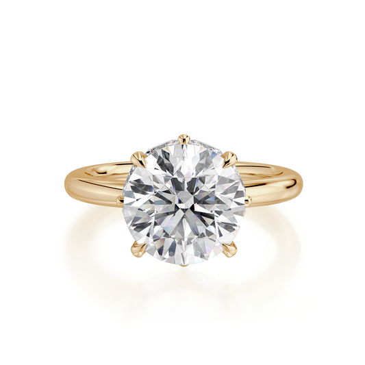 18k Yellow Gold Engagement Ring with Hidden Halo