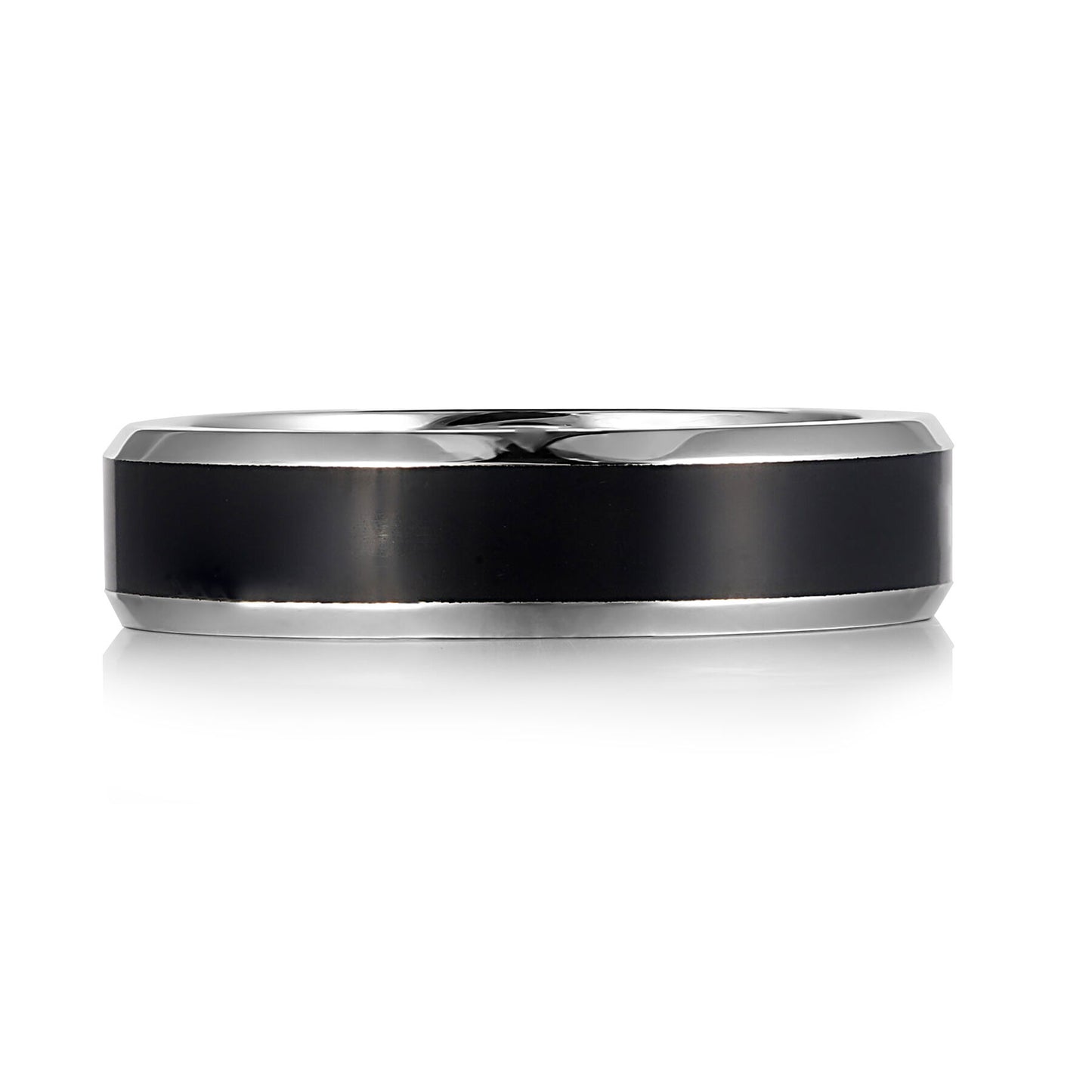 Gent's White Gold and Black Ceramic 6mm Wedding Band