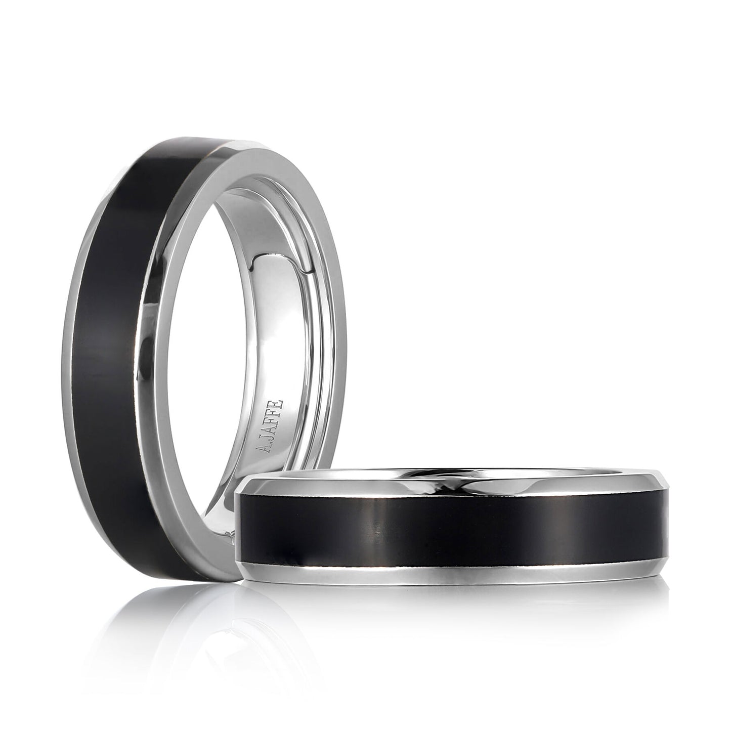 Gent's White Gold and Black Ceramic 6mm Wedding Band