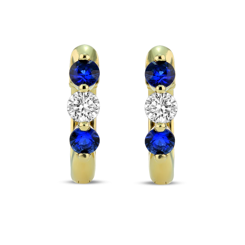 Diamond and Sapphire Huggie Hoop Earrings