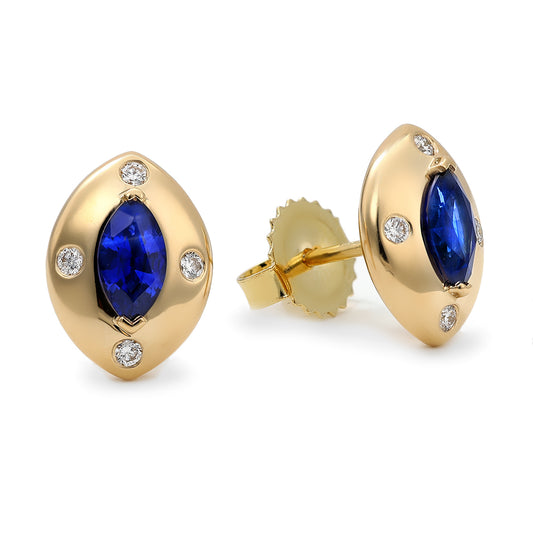 Diamond and Sapphire Marquise Shape Earrings