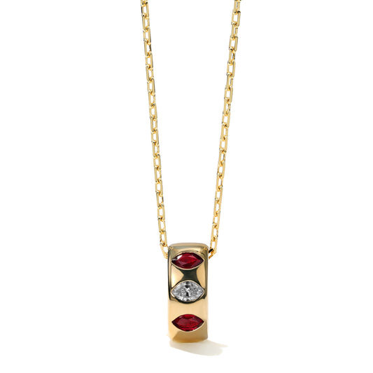 Diamond and Ruby Barrel Necklace
