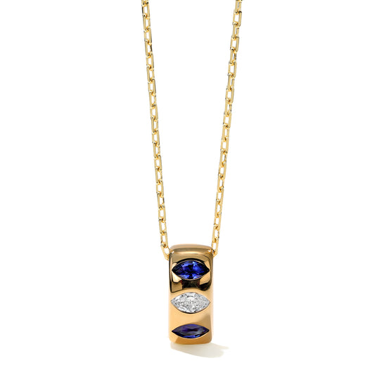 Diamond and Sapphire Barrel Necklace