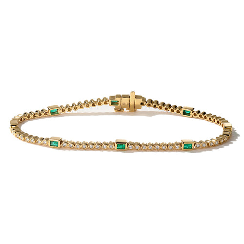 Diamond and Emerald Tennis Bracelet