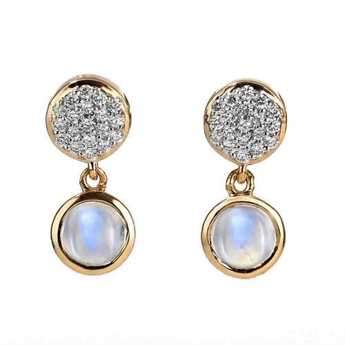 Diamond and Moonstone Drop Earrings